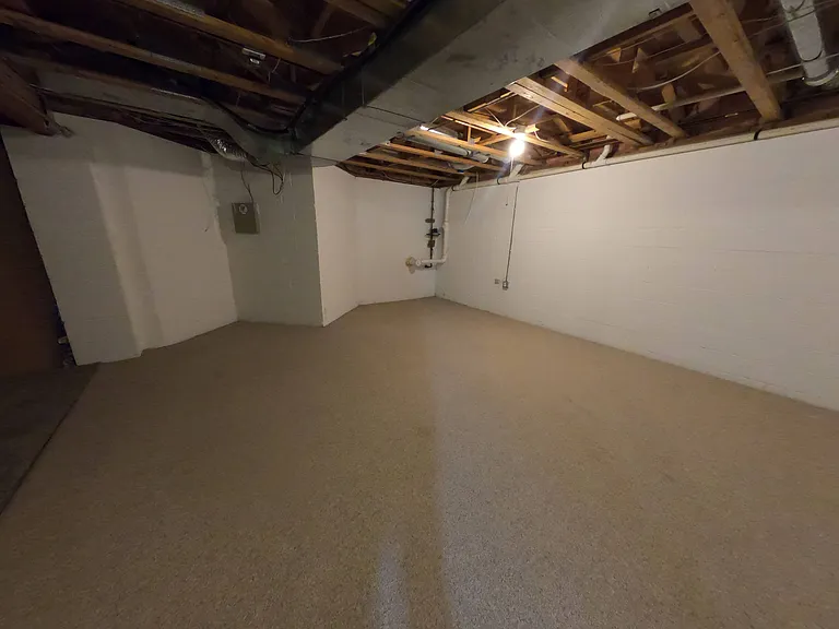 Basement with painted walls and carpeted floor