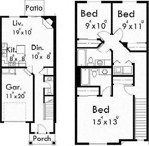 Floor plan 3 Bed 2.5 Bath Townhome