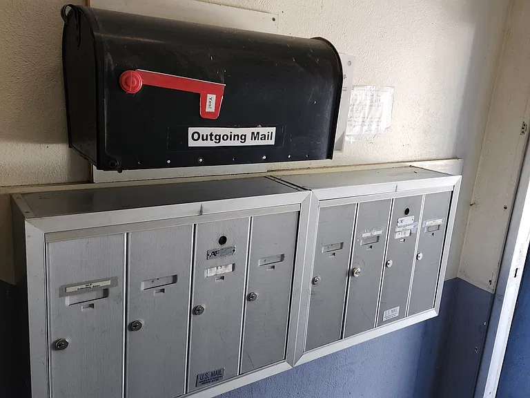 Mail area by front stairs.