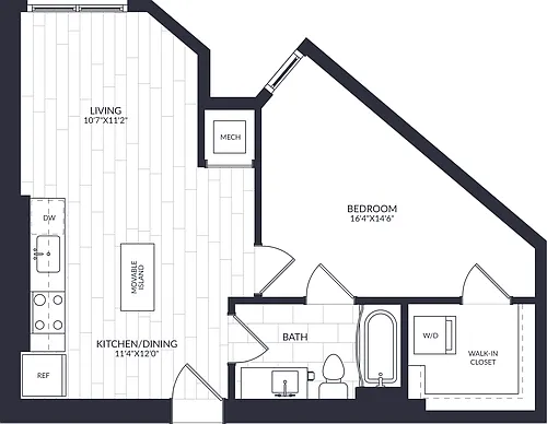 Floor plan 1 Bed/1 Bath-A1-4-3