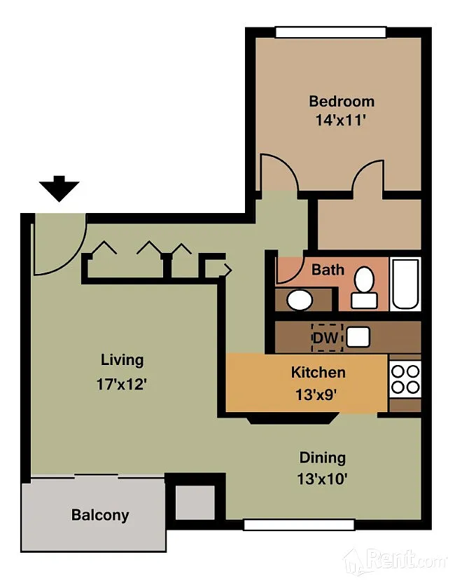 Floor plan ONE BEDROOM -DELUXE/TERR
