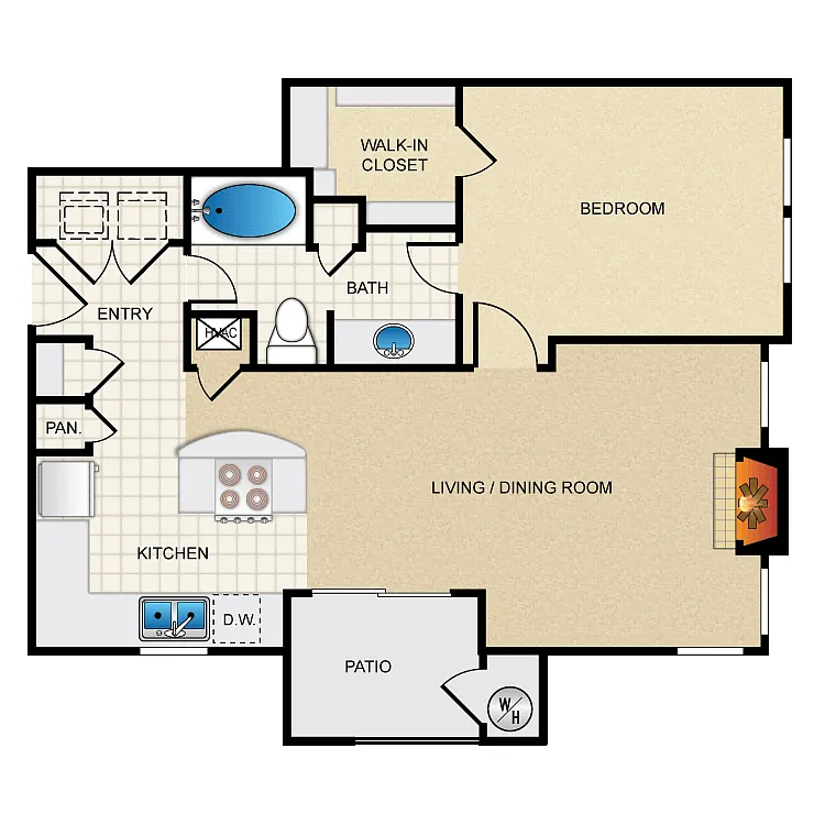 Floor plan One Bedroom A4