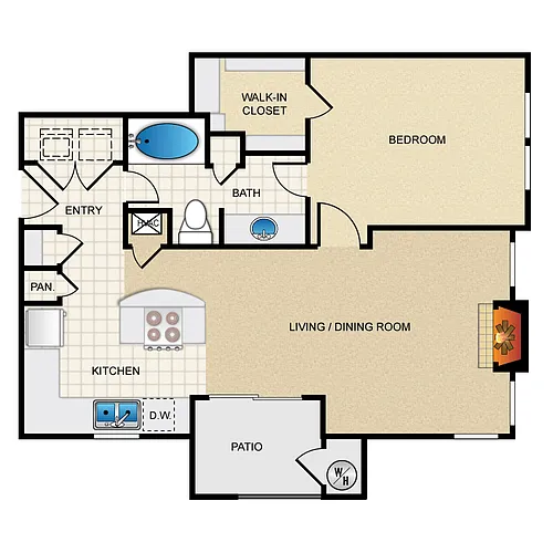 Floor plan One Bedroom A4