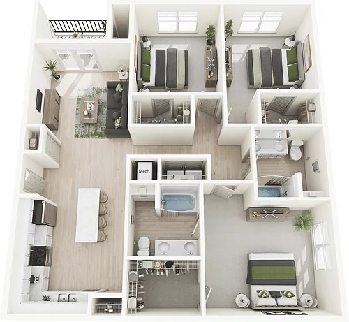 Floor plan 3 Bed, 2 Bath