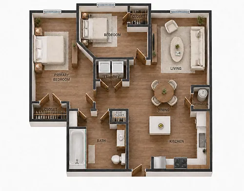 Floor plan 2 Bed 1 Bath