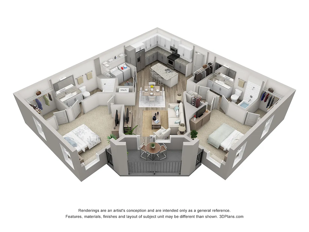 Floor plan Torcello 2 BD, 2BA