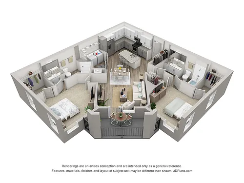 Floor plan Torcello 2 BD, 2BA