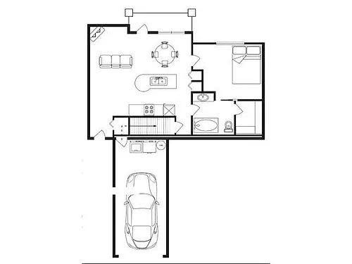 Floor plan 1 Bed, 1 Bath