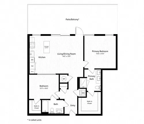Floor plan 2 Bed - 2 Bath | b20 - Weiler