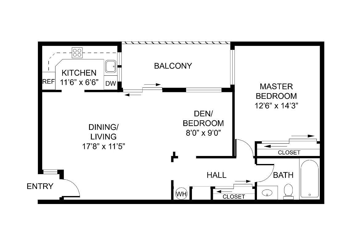 Floor plan One Bedroom + Bonus