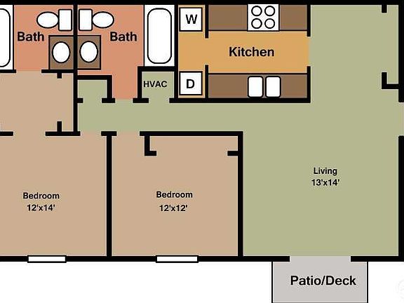 2 bedroom Floor Plan