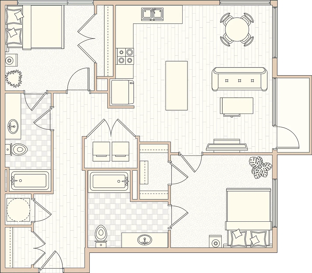 Floor plan B1-A - 2 Bed 2 Bath