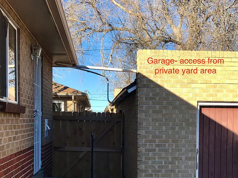 Garage access from the private back yard.