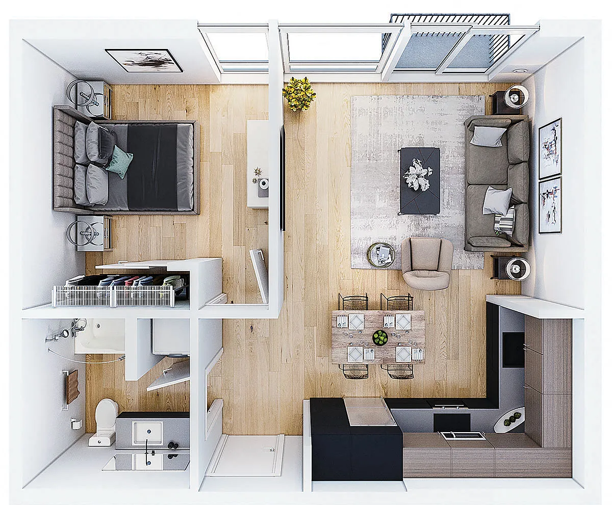 Floor plan 1 Bedroom C