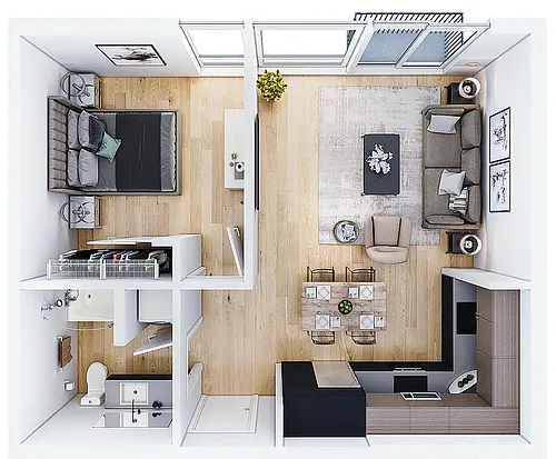 Floor plan 1 Bedroom C