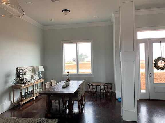 Front door and dining area