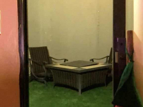 Side yard with artificial turf