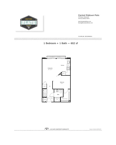 Floor plan Brownsburg Studio, 1 Bathroom