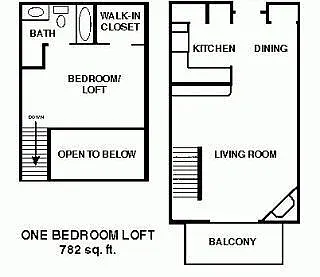 Floor plan 1 Bedroom 1 bath Loft