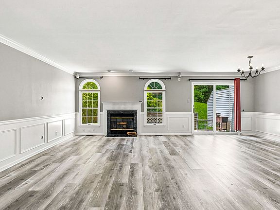 Living room with sliding doors to deck