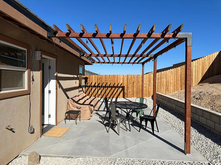 Private, all fenced backyard patio.