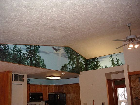 Cathedral Ceiling w/mural wall
