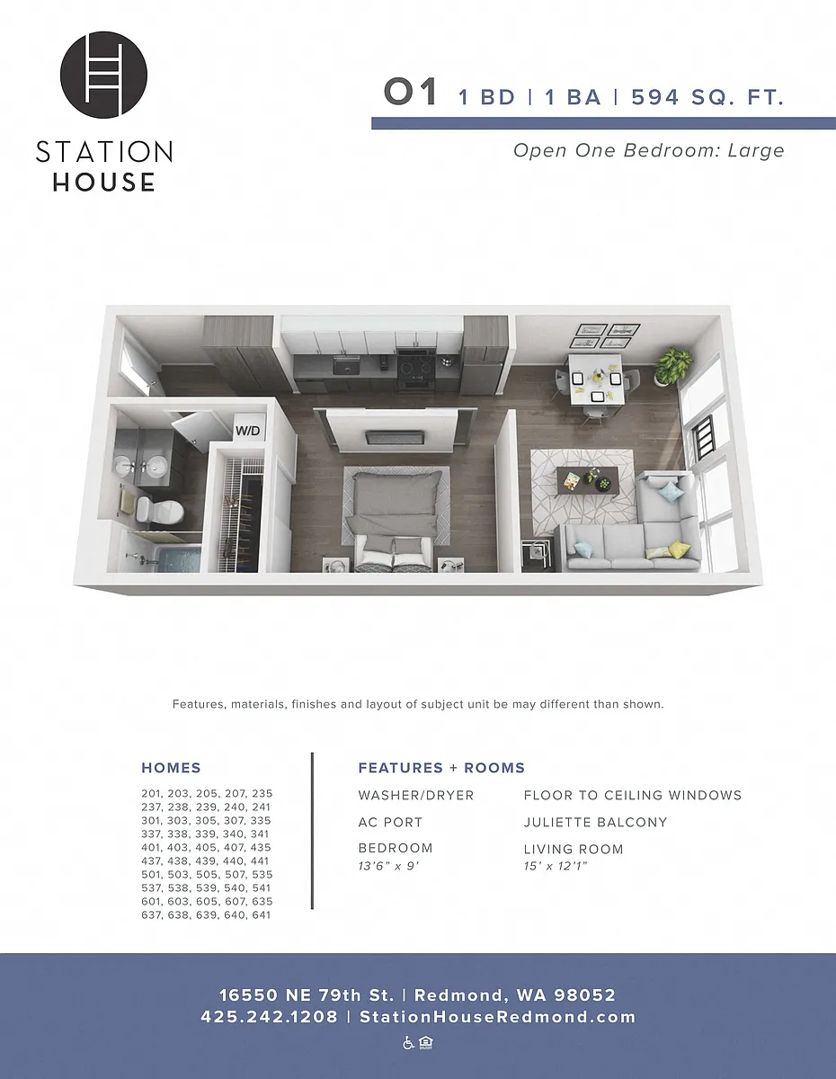 Floor plan Urban 1 Bedroom - U1
