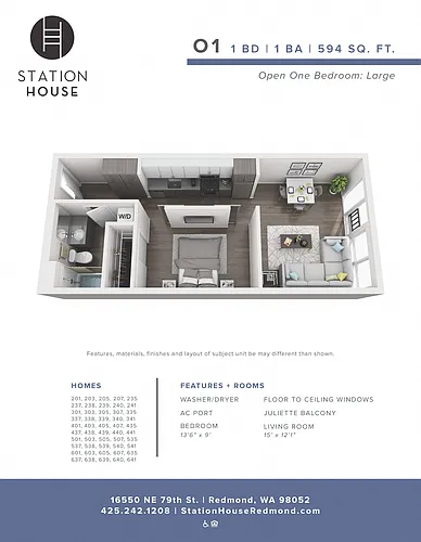 Floor plan Urban 1 Bedroom - U1