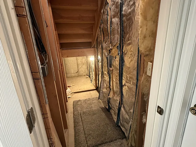 Under stairway storage with light