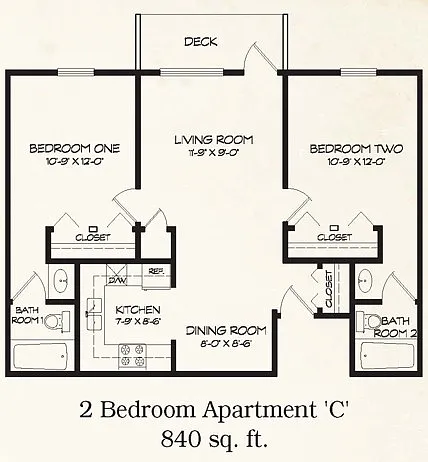 Floor plan 2 Bedroom Apartment C