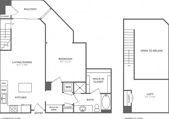 1 Bedroom 1 Bath Loft (1,057 SF) 1 Bedroom 1 Bath Loft (1,057 SF)