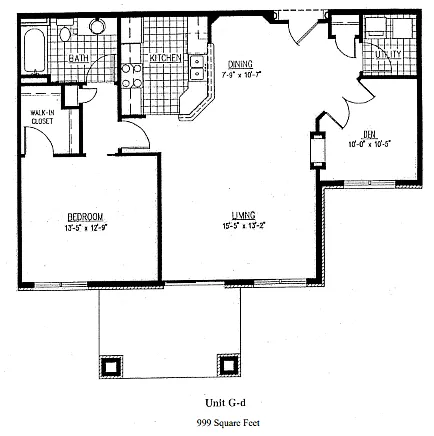 Floor plan One Bedroom with Den G