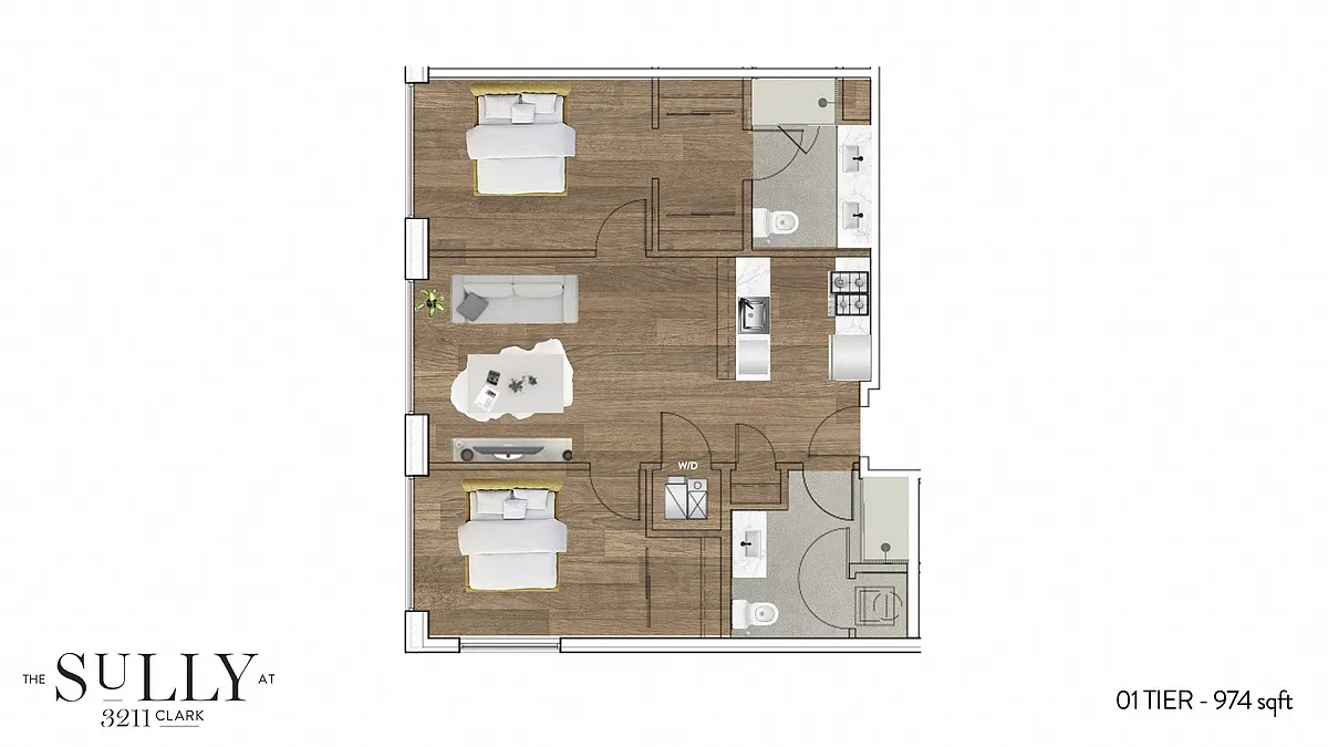 Floor plan 2 Bedrooms - 2 Baths