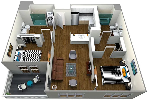Floor plan 2 Bedrooms, 2 Bathrooms