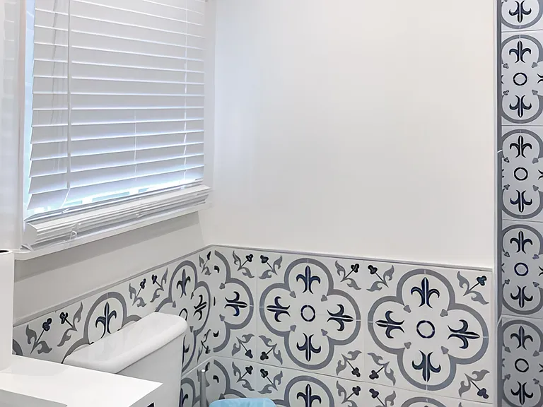Beautiful new renovated full bathroom with spanish tiles and lovely shower