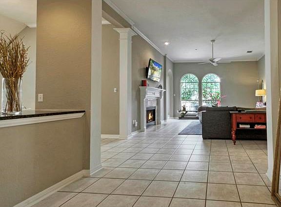 View from front entryway into living area