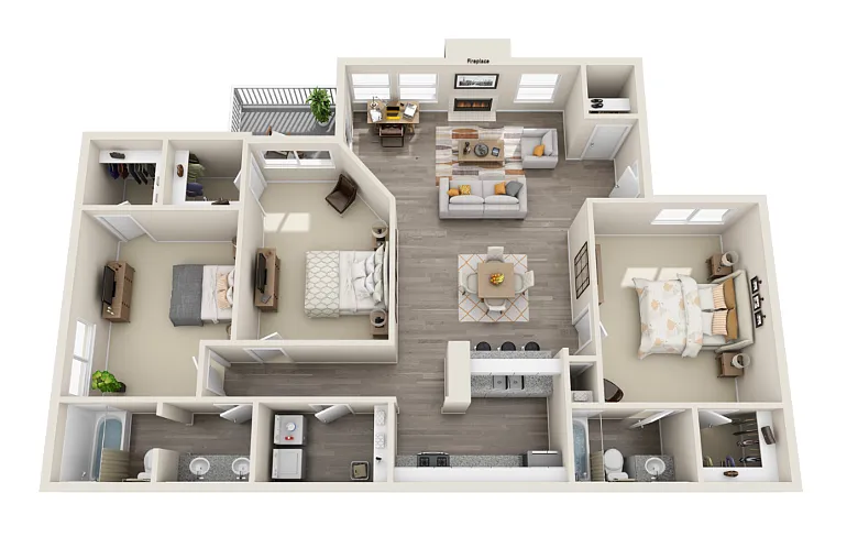 Floor plan 3 Bed - 2 Bath