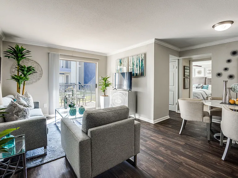 Living room and dining room