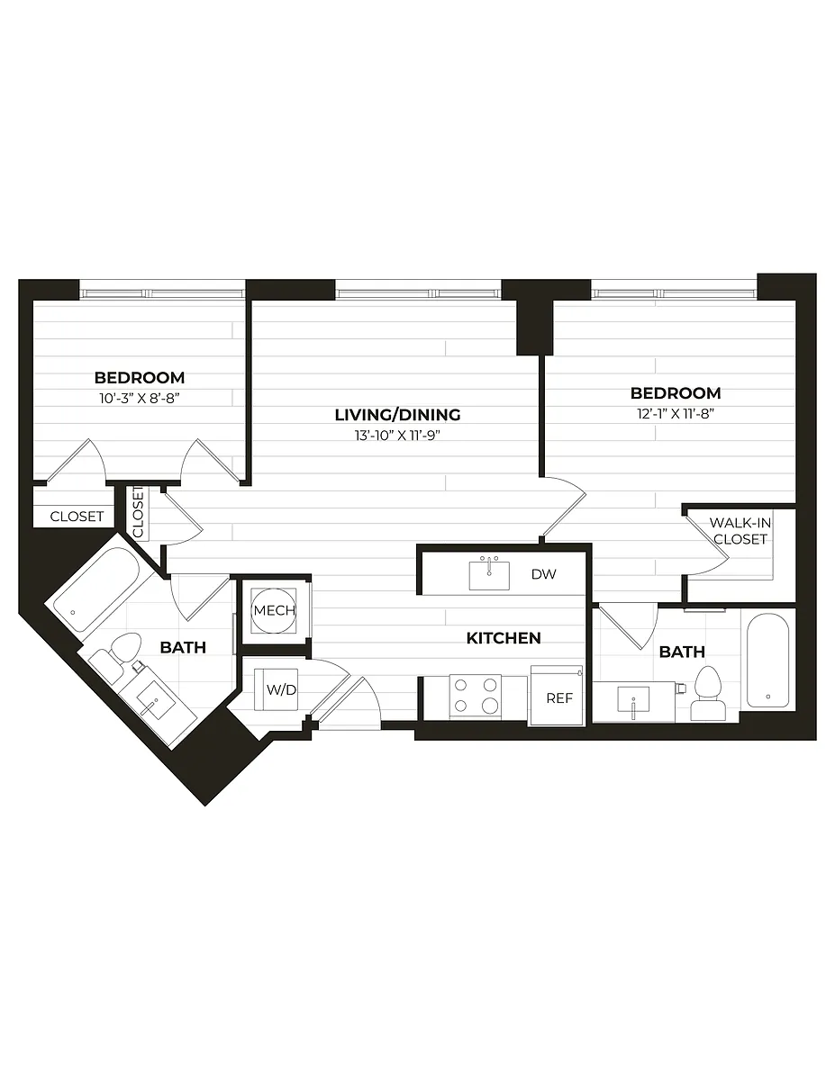 Floor plan 2 Bed/2 Bath-U07