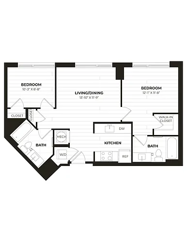 Floor plan 2 Bed/2 Bath-U07