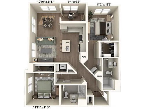 Floor plan B3m2-D-Signature