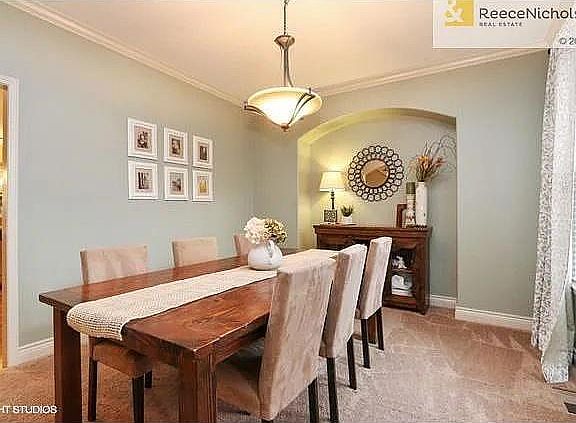 Dining room with nook for large hutch or side table.