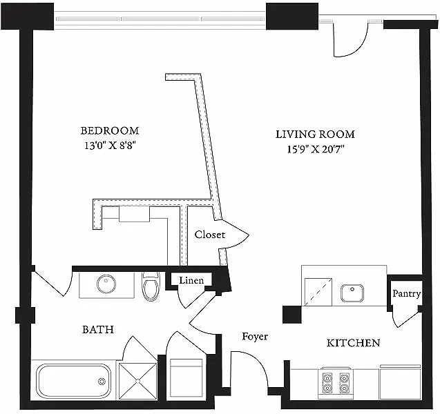 Floor plan LS-K One Bedroom, One Bathroom