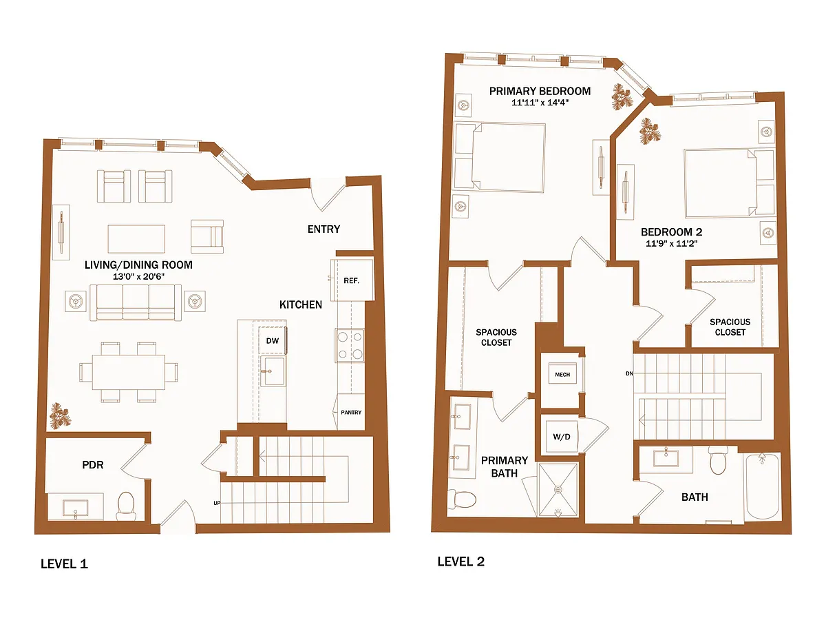 Floor plan F4 - 2 Bed | 2 Bath