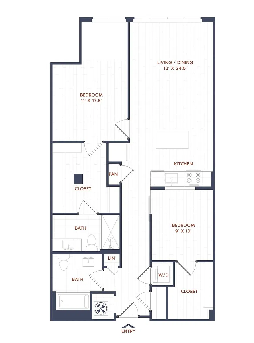 Floor plan 2 Bed/2 Bath-B06