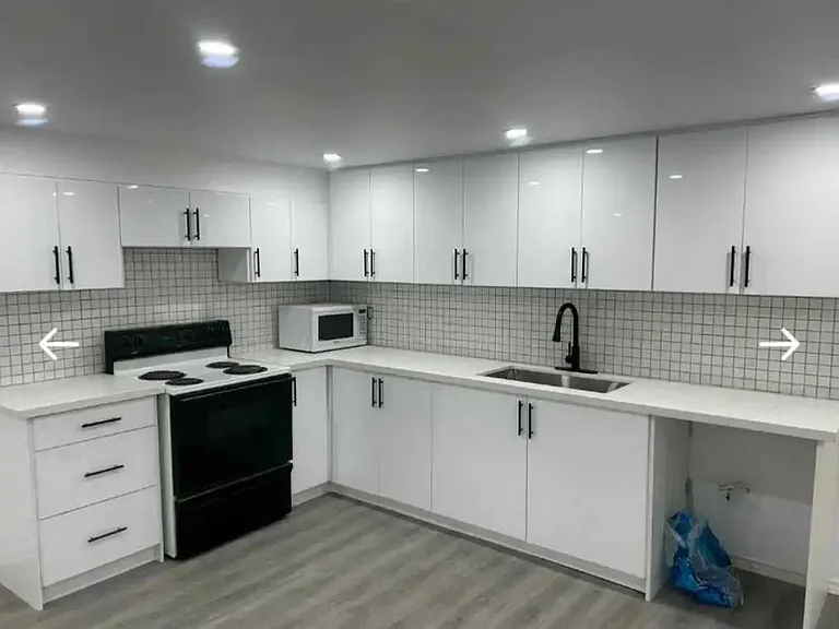 Full sized kitchen with stove and fridge