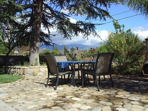 Stunning views of the Topa Topa mountain range from backyard rock patio.