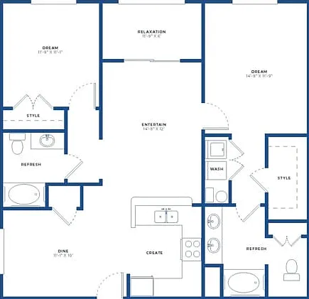 2x2 Large Renovated Floor Plan 2x2 Large Renovated Floor Plan