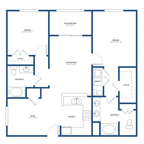 Floor plan 2X2 Large Renovated