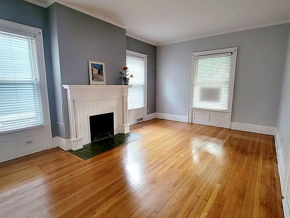 Wood burning fireplace in the living room